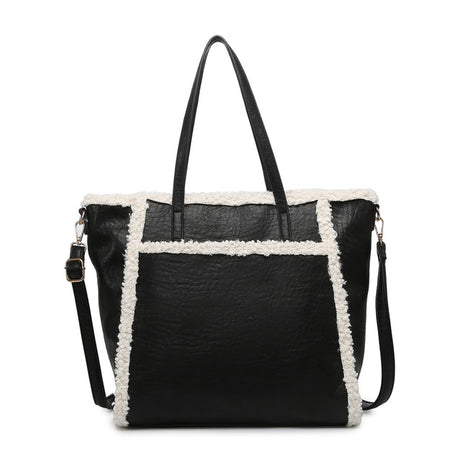 Jen & Co Lulu Sherpa Trim Tote with Front Pocket
