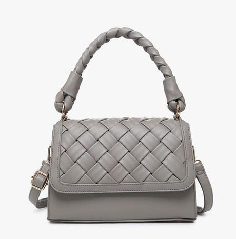 Jen & Co Marlowe Woven Satchel with Braided Handle