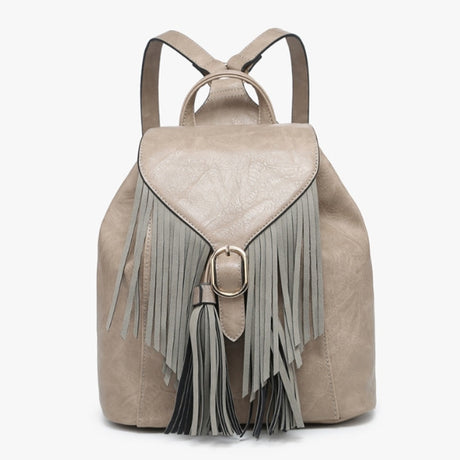 Jen & Co Jewel Bucket Backpack with Fringe