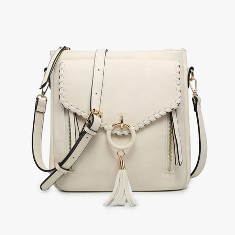 Jen & Co Layla Faux Suede Whipstitch Crossbody with Tassel