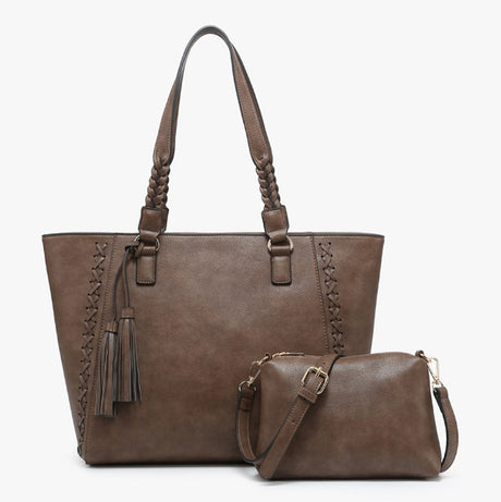 Jen & Co Lisa Structured Tote w/ Braided Accents