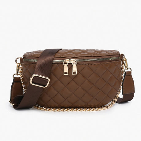 Jen & Co Sylvie Quilted Belt Bag w/ Chain Strap
