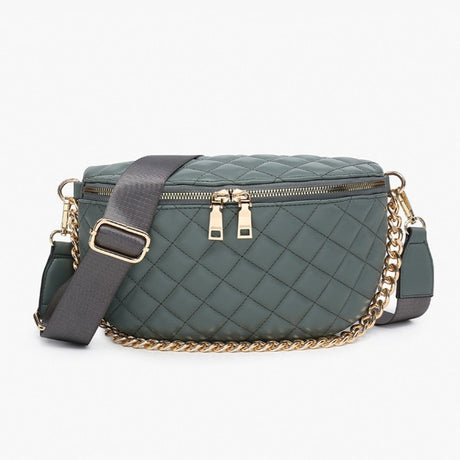 Jen & Co Sylvie Quilted Belt Bag w/ Chain Strap