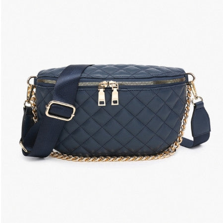 Jen & Co Sylvie Quilted Belt Bag w/ Chain Strap