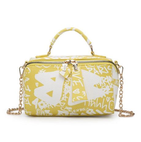 Jen & Co Graffiti Rectangle Crossbody with Chain