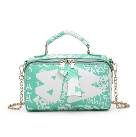 Jen & Co Graffiti Rectangle Crossbody with Chain