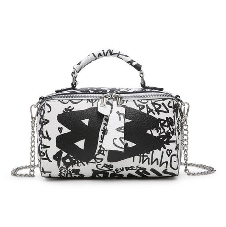 Jen & Co Graffiti Rectangle Crossbody with Chain