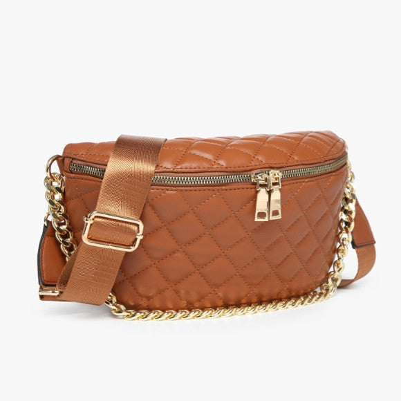 Jen & Co Sylvie Quilted Belt Bag w/ Chain Strap – Brigette display picture 1
