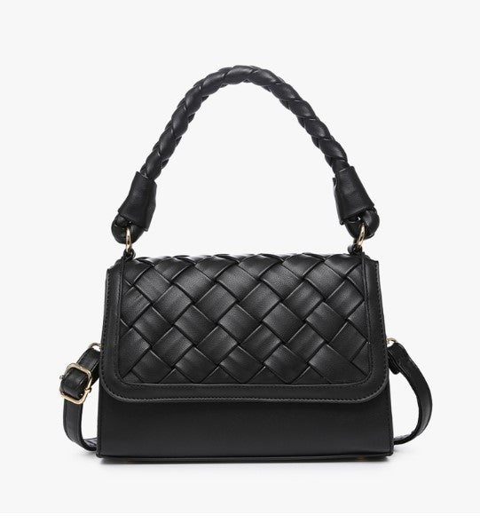 Jen & Co Marlowe Woven Satchel with Braided Handle