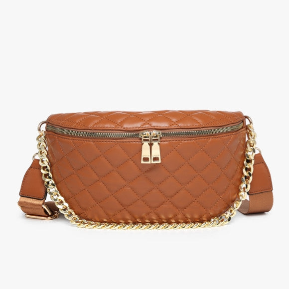 Jen & Co Sylvie Quilted Belt Bag w/ Chain Strap