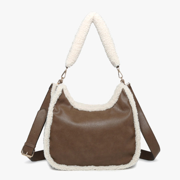 Jen & Co Reece Sherpa Trim Satchel