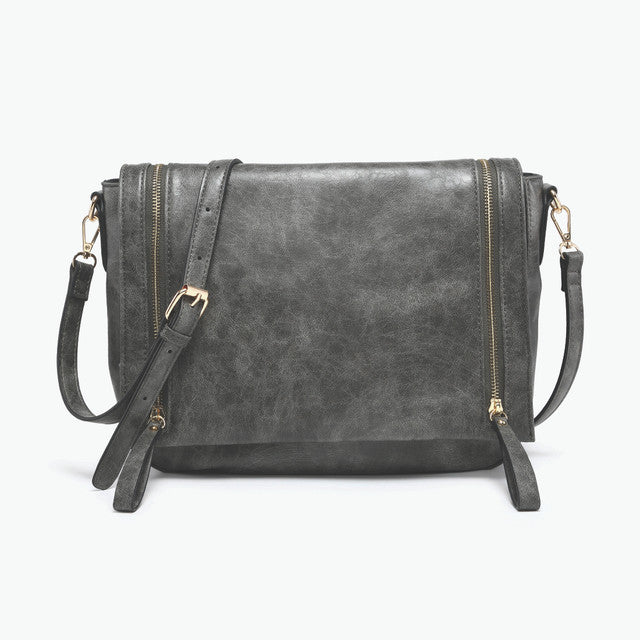 Jen & Co Foster Distressed Dual Zip Crossbody