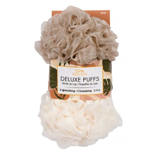 Cala Spa Solutions Deluxe Shower Puffs - Tan/Ivory