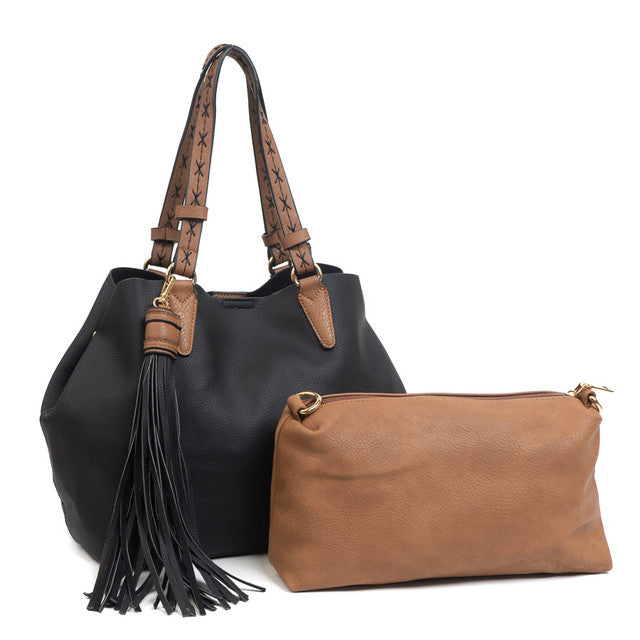 Jen & Co Aliza Large Tassel 2 in 1 Satchel