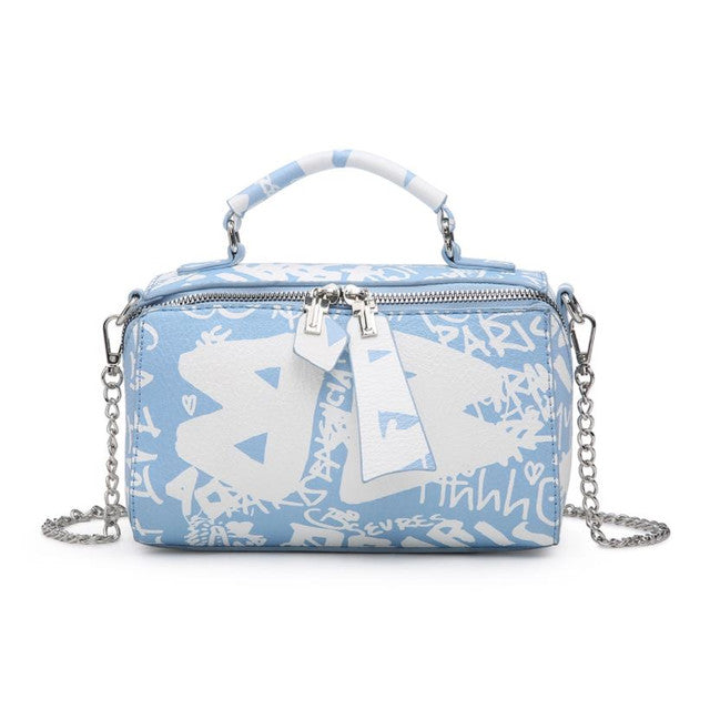 Jen & Co Graffiti  Rectangle Crossbody with Chain