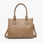 Jen & Co Alma Tri-Color Striped Satchel with Tassel back view