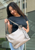 Jen & Co Amber Hobo Bag styleshot grey