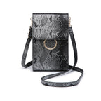 Jen & Co Ayla Touch-Sensitive Cell Phone Bag in python gunmetal