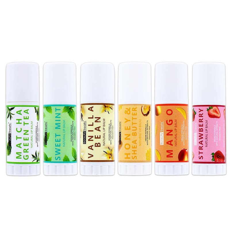Beauty Treats Natural Lip Balm - Pack of 6 Flavors