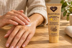 Person applying Bee Bella Lightweight Daily Barrier Care Hand Cream on their hands