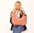 Jen & Co Blythe Textured Versa Tote style shot terracotta