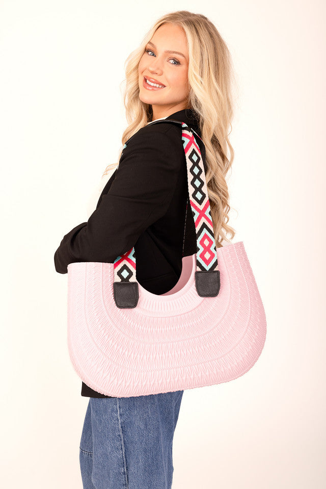 Jen & Co Blythe Textured Versa Tote style show with alternate straps