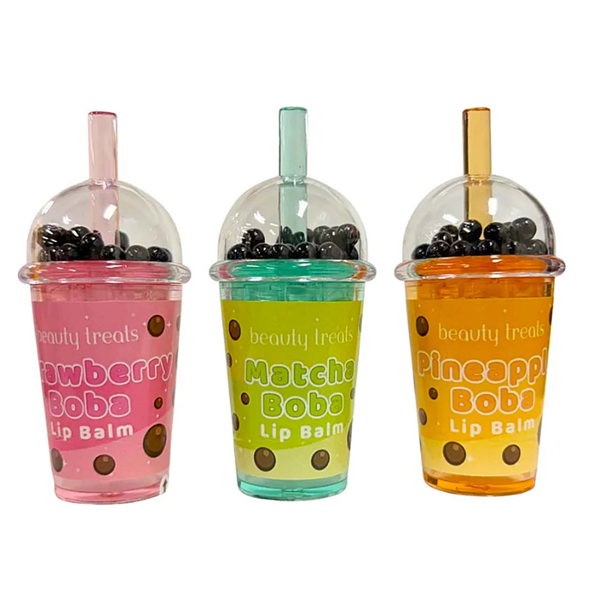 Beauty Treats Boba Lip Balm: Strawberry, Matcha & Pineapple