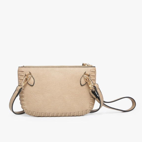 Jen & Co Bonnie Dual Compartment Whipstitch Crossbody back view