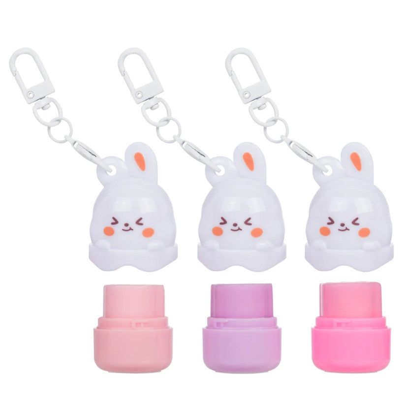Beauty Treats Bunny Lip Balm Keychain set open