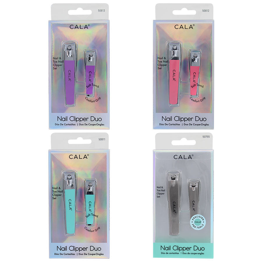 Cala Nail Clipper Duo Sets available in orchid, coral, mint or silver