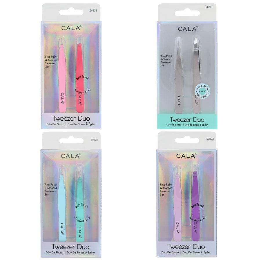Cala Tweezer Duo available in corla, mint, orchid or silver