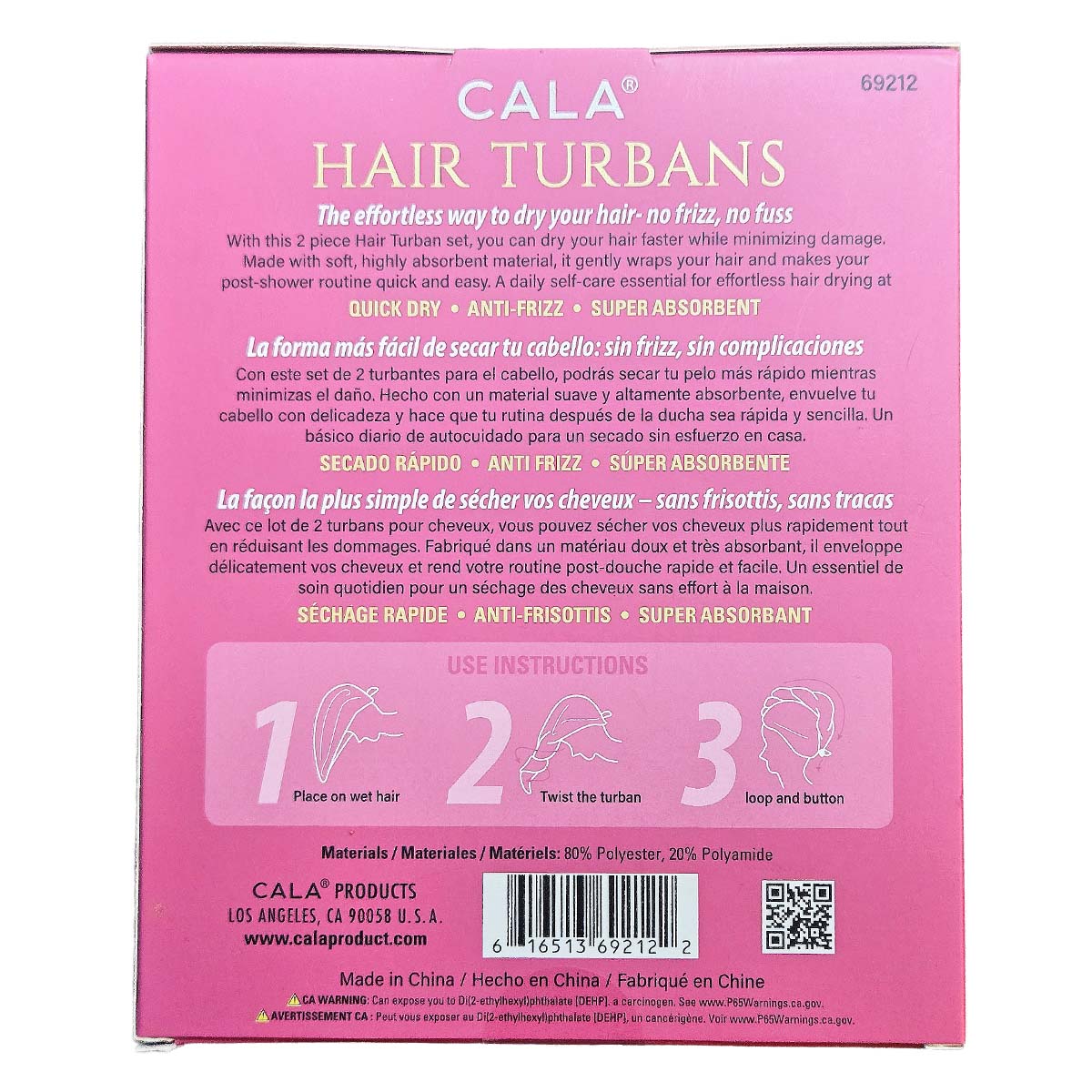 CALA Microfiber Hair Turban 2pc Set