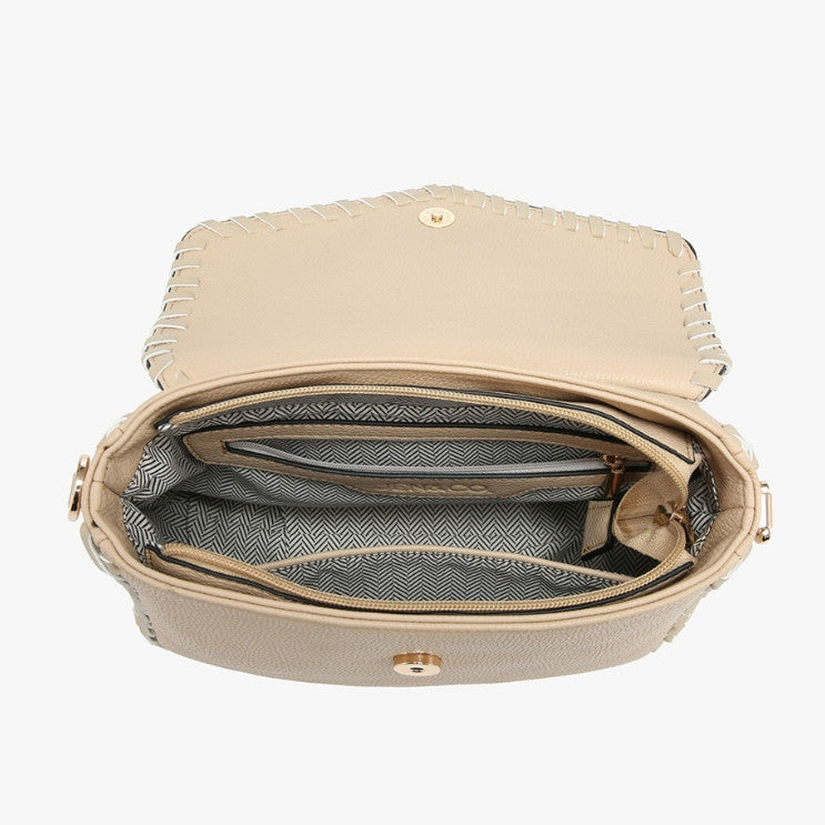 Jen & Co Cam Whipstitch Flapover Crossbody with Tassel inside view