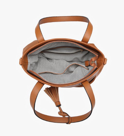 Jen & Co Cassandra Double Pocket Small Tote inside view
