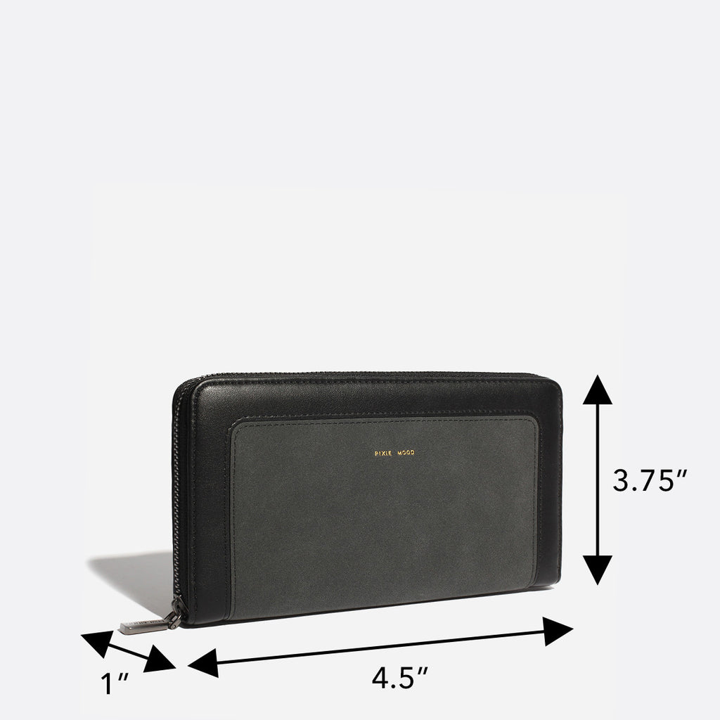 Pixie Mood Emma Zip Around Wallet with RFID with measurements