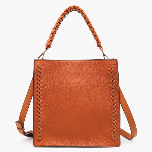 Jen & Co Esme Whipstitch Tote w/ Braided Handle back view