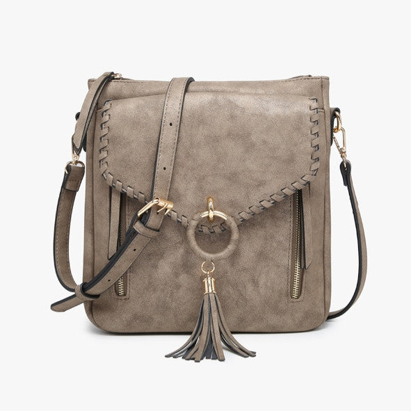Jen & Co Layla Faux Suede Whipstitch Crossbody
