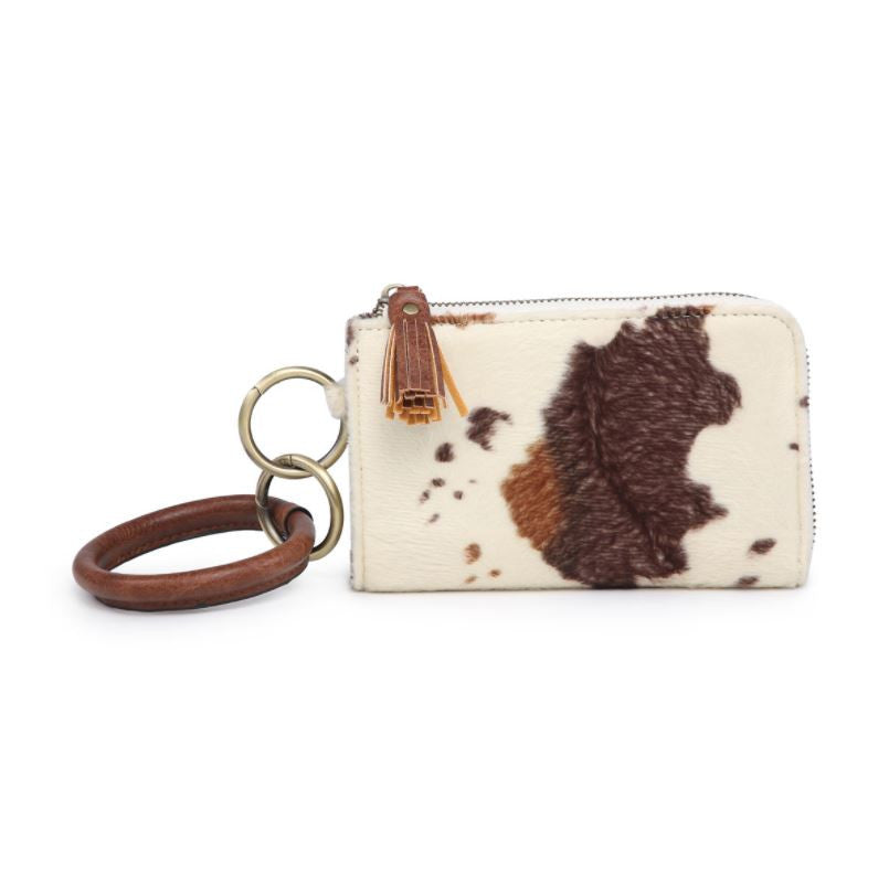 Jen & Co Liv Bangle Wristlet/Wallet in cow print