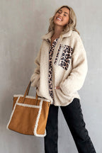 Jen & Co Lulu Sherpa Trim Tote with Front Pocket Style Shot