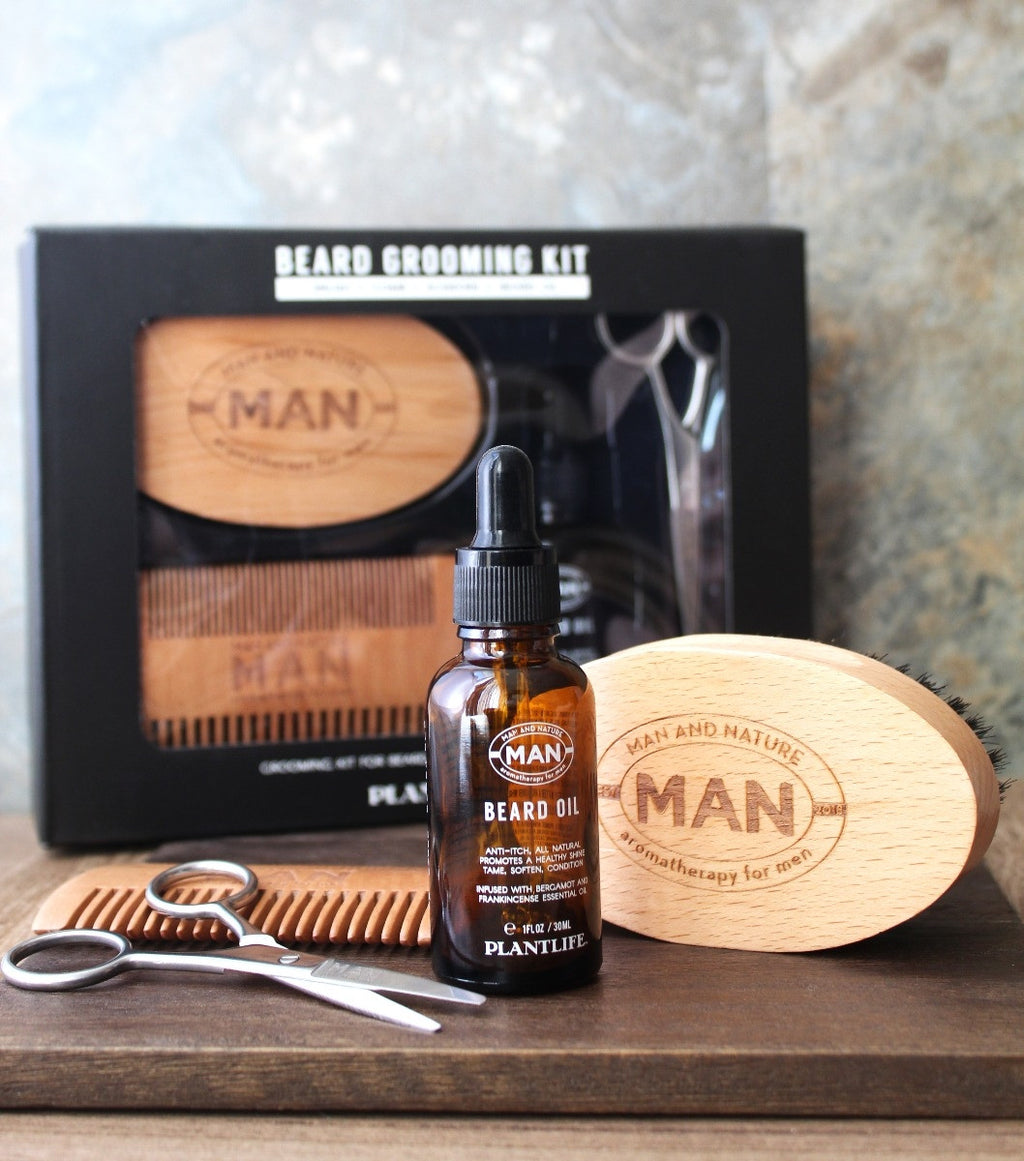 Plantlife Beard Grooming Kit stylized shot.