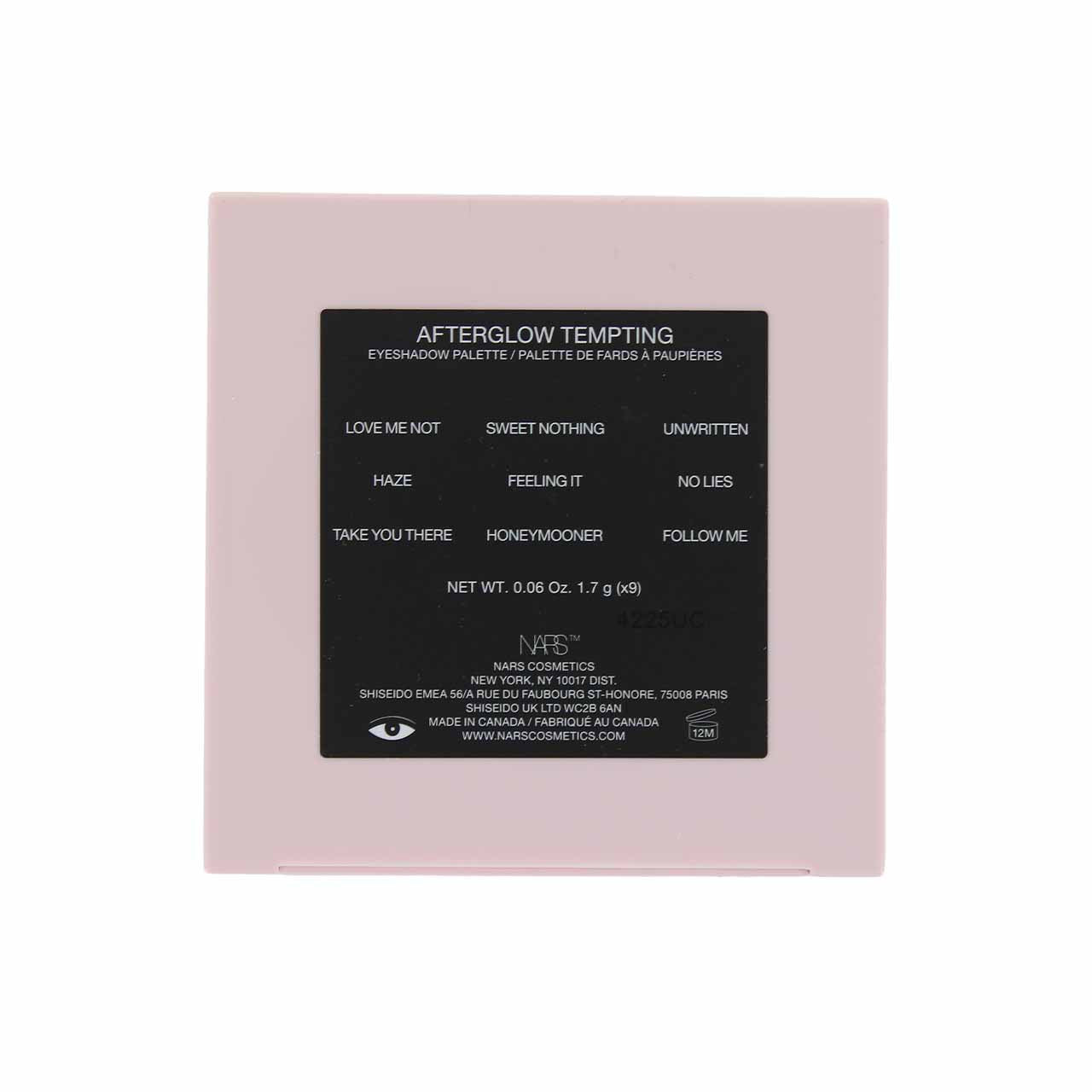 NARS Afterglow Tempting Eyeshadow Palette back side