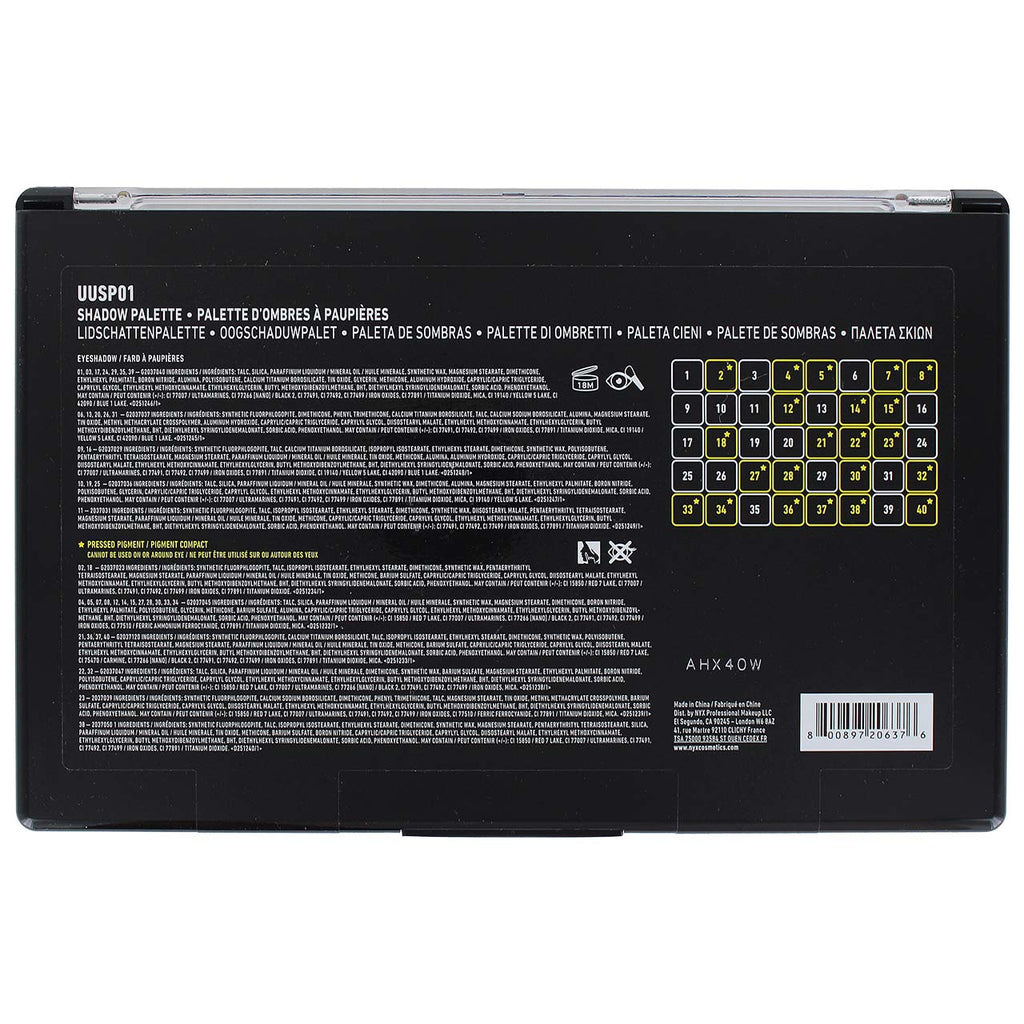 NYX Ultimate Utopia 40 Pan Shadow Palette back