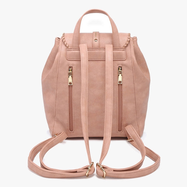 Jen & Co Olive Studded Whipstitch Backpack back view