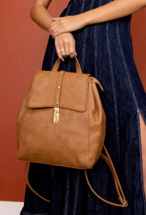 Jen & Co Olive Studded Whipstitch Backpack style shot