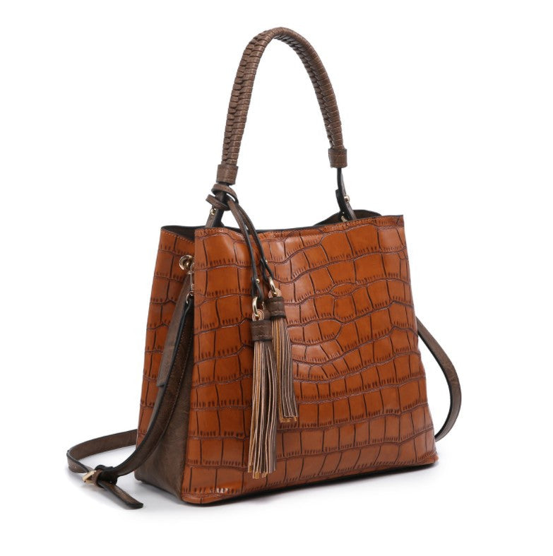 Jen & Co Olivia Hobo Bag in crocodile brown