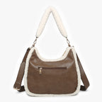 Jen & Co Reece Sherpa Trim Satchel back view