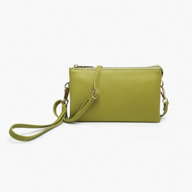 Chartreuse crossbody bag on a white background