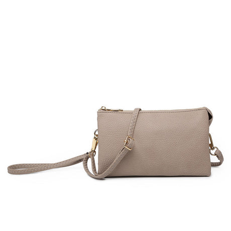 Fog Grey crossbody bag with a strap on a white background