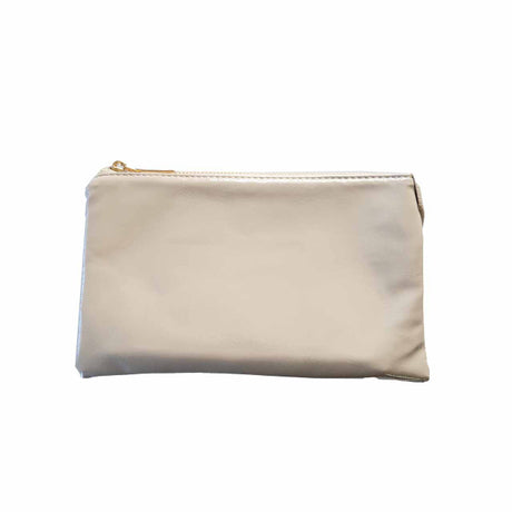 High Gloss Grey pouch with a gold zipper on a white background
