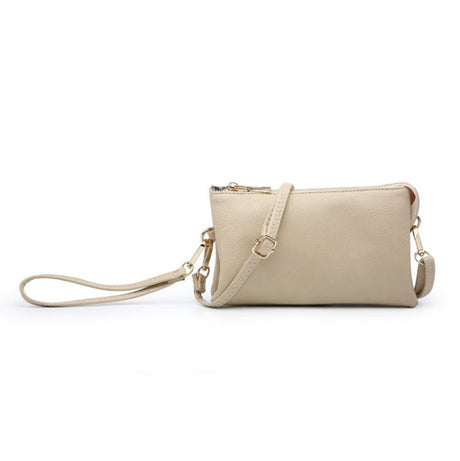 Beige handbag with a strap on a white background